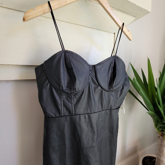 NWT MISS SELFIS Faux Leather Corset Top Mini Dress - Picture 10 of 10